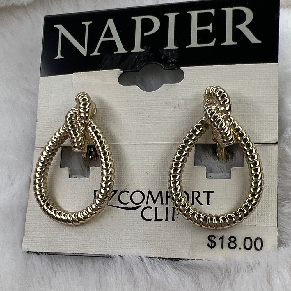 Napier Gold Textured Clip-On Earrings